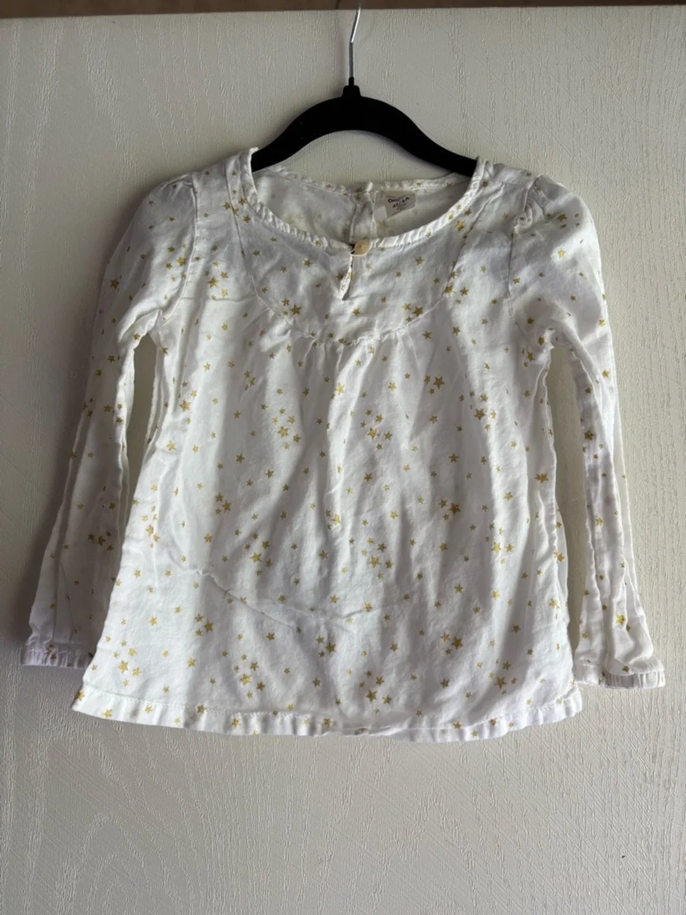 OshKosh‎ B’gosh Gold Star Toddler Top 4T | White Long Sleeve Girls Shirt